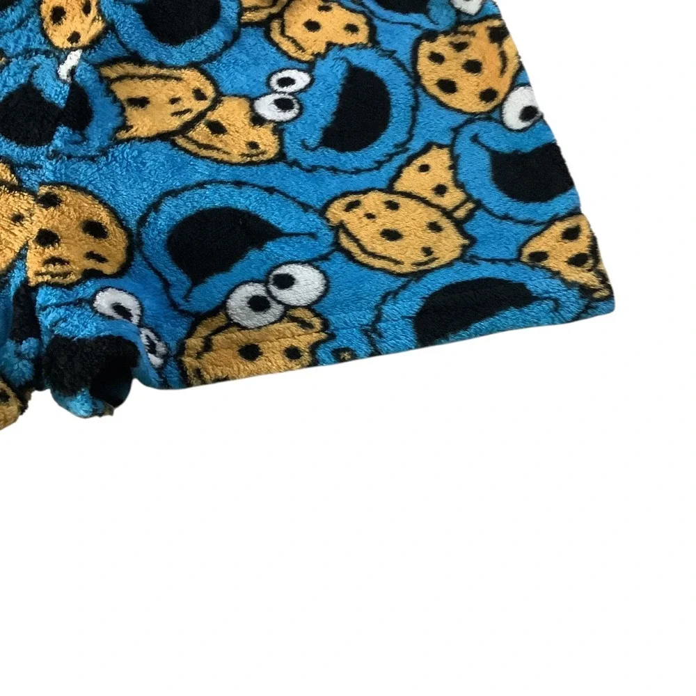 Sesame Street Shorts Girls Small 4-6 Blue Cookie Monster Fleece Pajama Bottoms
